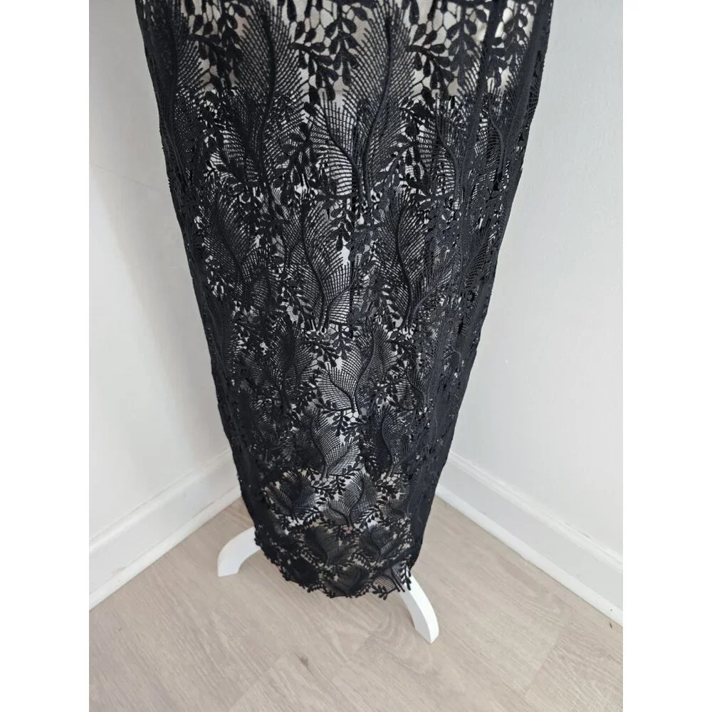 Diane Von Furstenberg Lace Embroidery Overlay Sheer Sheath Dress 8 M Black - Picture 10 of 11